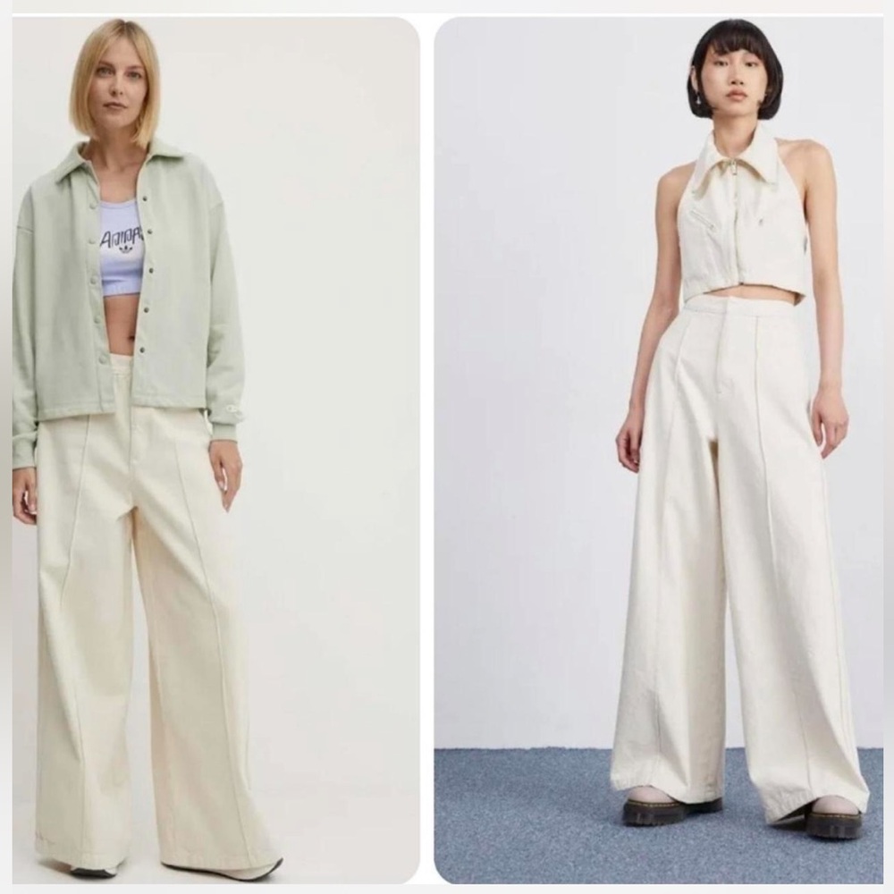 Adidas Women's Cream Wide-Leg Pants Sz.26